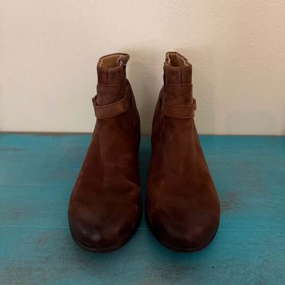 Dansko 'Cagney' Brown Leather/Suede Heeled Booties Sz 41 US 10.5-11 - Picture 3 of 9